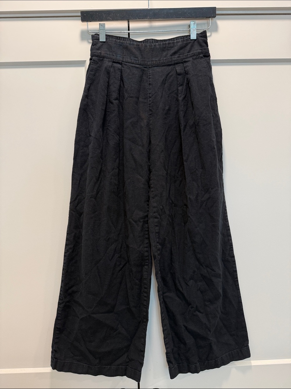 Abercrombie & Fitch linen blend blue Wide Leg high waisted elastic back  small